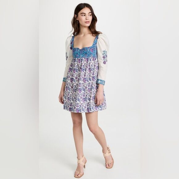 Alix Of Bohemia Blue and Purple Puff Sleeve Sundress - Picture 1 of 9